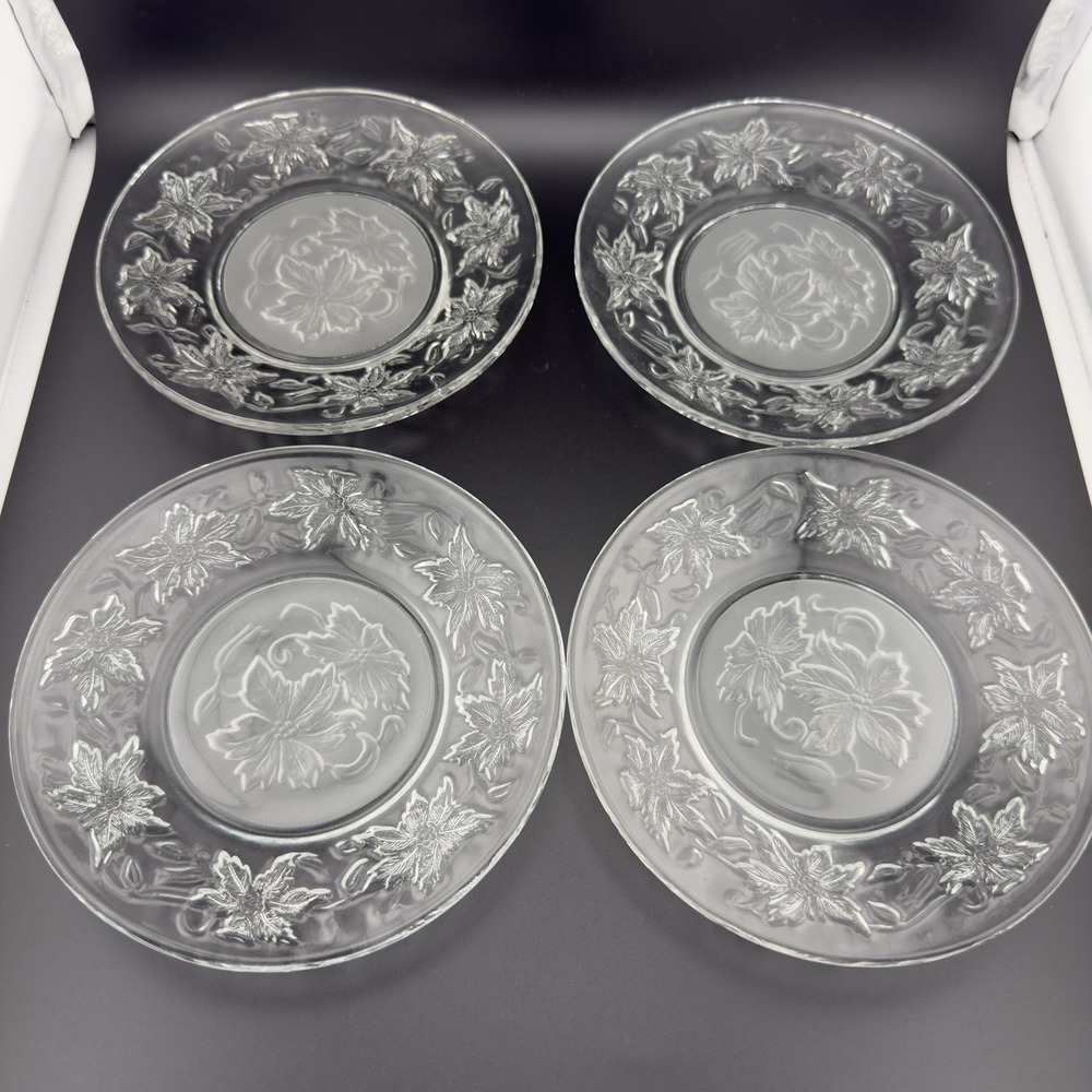 Princess House Fantasia 6" Dessert Bread Butter Dessert Frosted Plates Set of 4